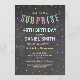 Invitation à la soirée d'anniversaire Surprise Cha