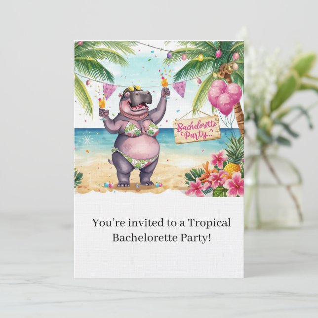 Invitation à la soirée de Bachelorette Hippopotame (Debout devant)