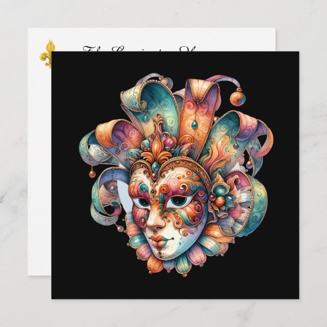 Invitation à la Soirée de Mardi Gras Masqué (Devant / Derrière)