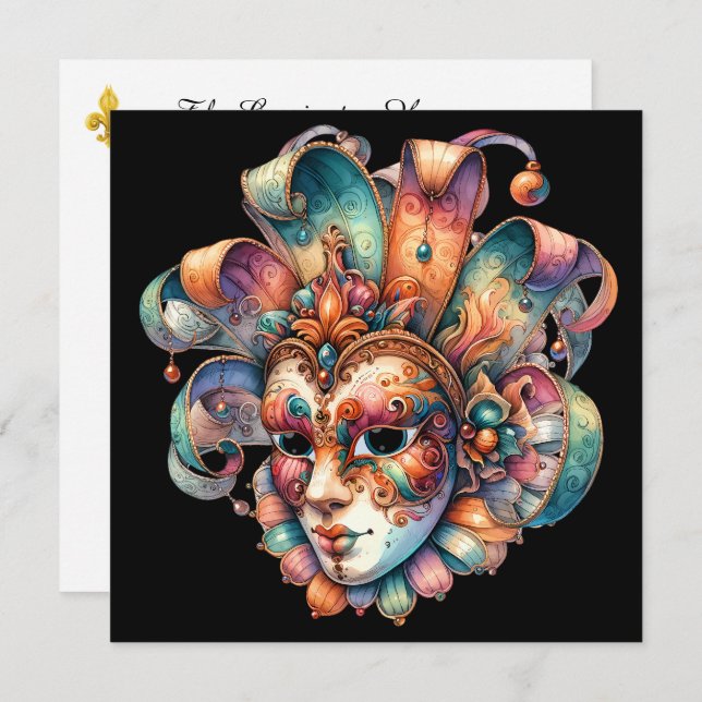 Invitation à la Soirée de Mardi Gras Masqué (Devant / Derrière)