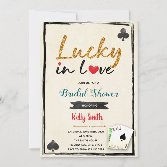 Invitation à la soirée de mariage de casino chance (Devant)
