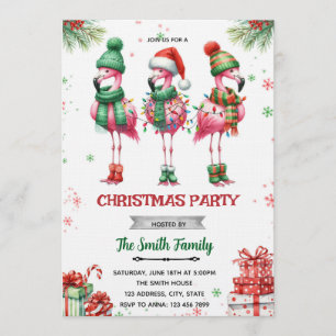 Invitation à la soirée de Noël Flamant Rose