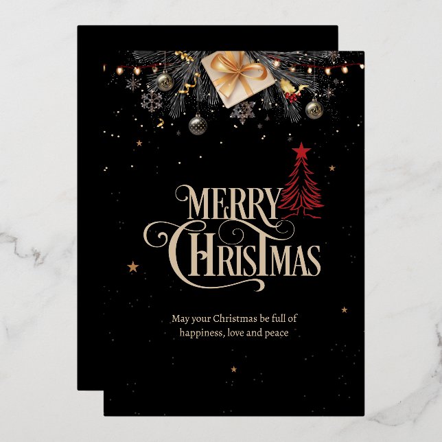 Invitation à la soirée de Noël, Noir et Or (Recto/Verso)
