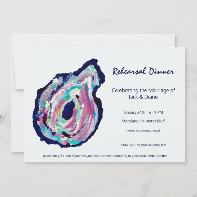 Invitation à la soirée de répétition / dîner d'huî (Devant)