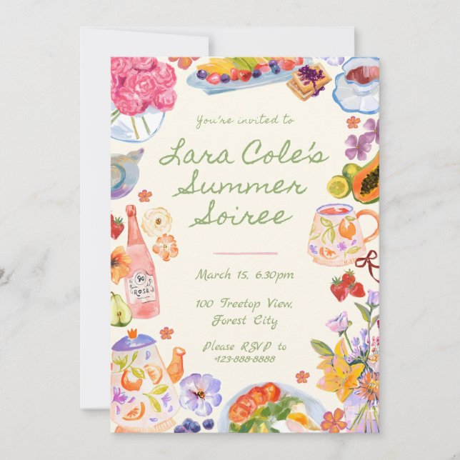 Invitation à la Soirée d'Été Dessin à la Main Nour (Devant)