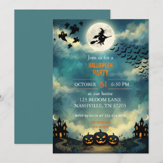 Invitation à la soirée d'Halloween de la pleine lu