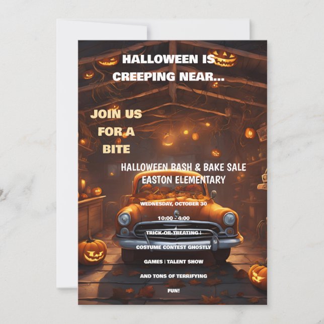 Invitation à la soirée Halloween avec voiture oran (Devant)