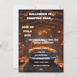 Invitation à la soirée Halloween avec voiture oran