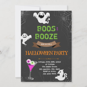 Invitation à la soirée Halloween Boos and Booze