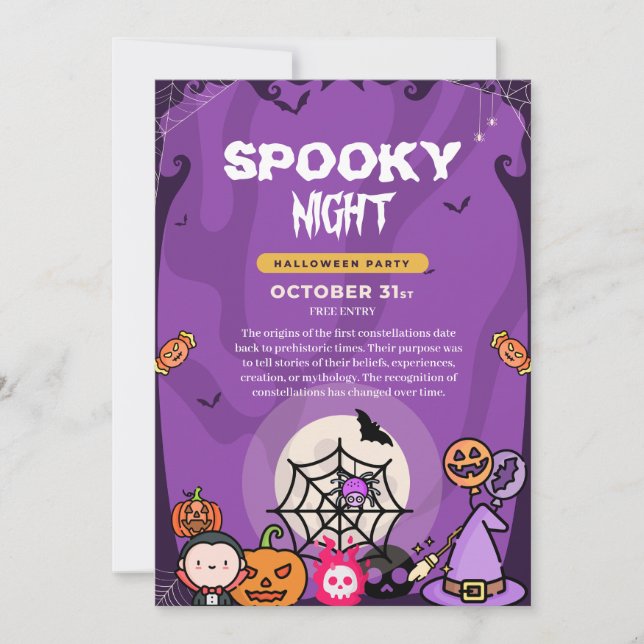Invitation à la Soirée Halloween de Nuit Sombres (Devant)