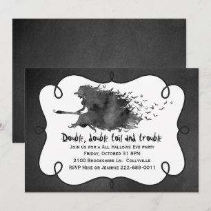 Invitation à la soirée Halloween de sorcière volan