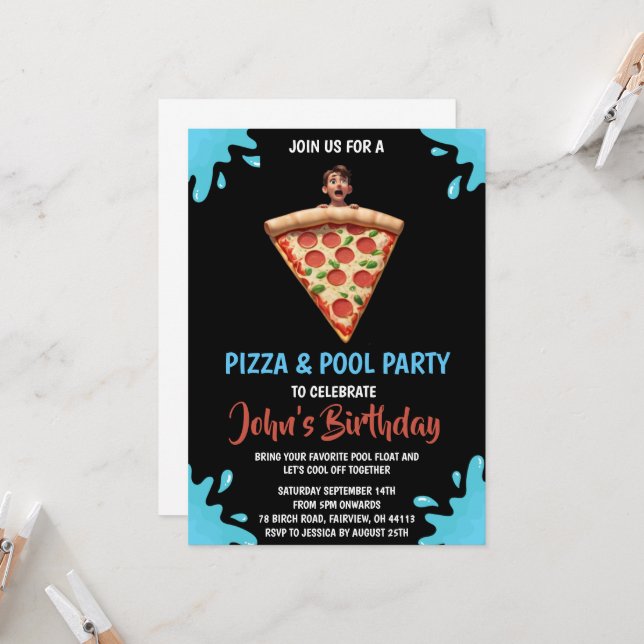 invitation à la soirée pizza pool (Devant/Arrière en situation)