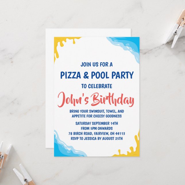 invitation à la soirée pizza pool (Devant/Arrière en situation)