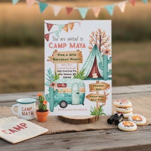Invitation à la soirée pyjama camping des filles b