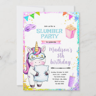Invitation à la soirée pyjama Licorne