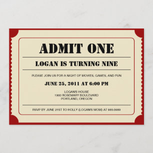 Invitation à la soirée Stub