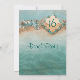Invitation à la Sweet Sixteen, fête de plage