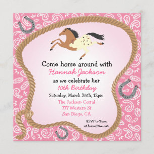 Invitation à la Western Cowgirl Horse Party