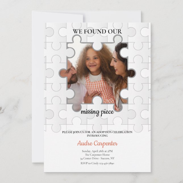 Invitation à l'adoption d'une photo de pièce manqu (Devant)