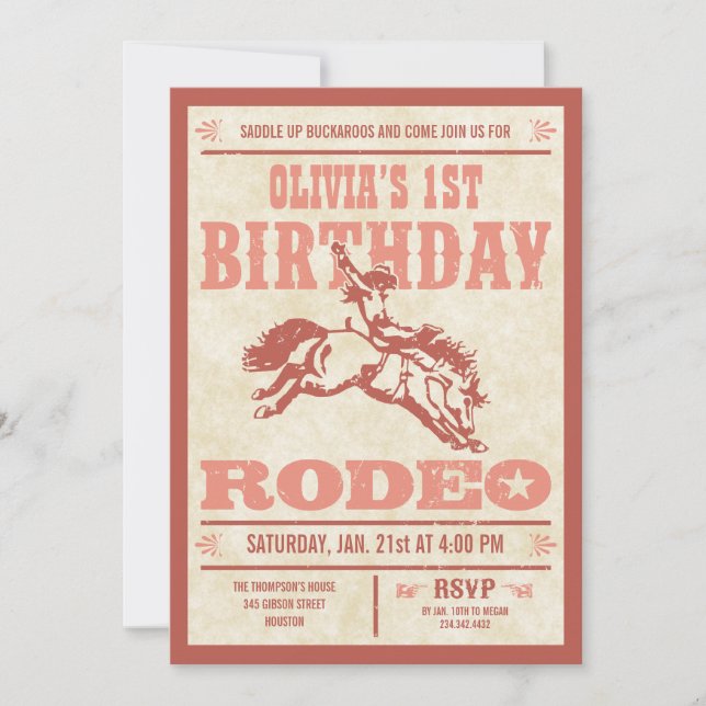 Invitation à l'affiche du rodéo d'anniversaire de  (Devant)