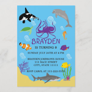 Invitations Faire Part Cartes Anniversaire Sous Marin Zazzle Ch