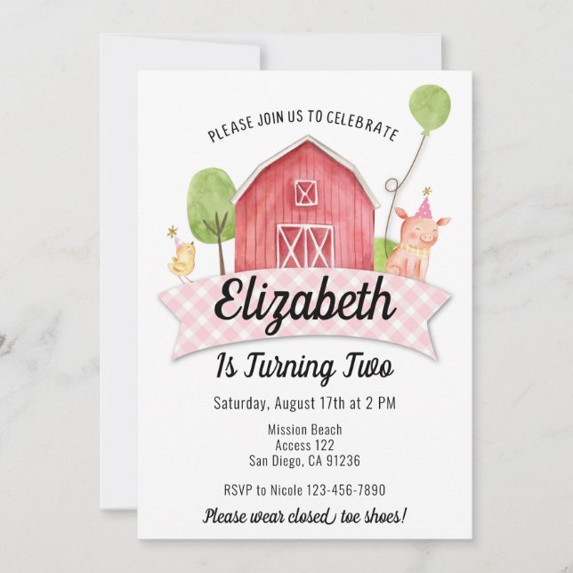 Invitation à l'anniversaire de Barnyard, Fête des  (Devant)