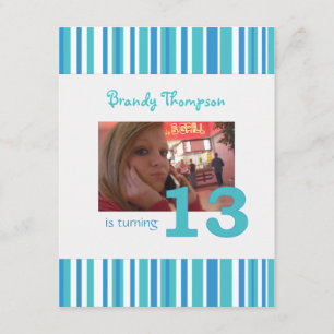 Invitation à l'anniversaire de Blue & White Stripe