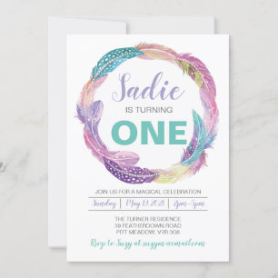 Invitation à l'anniversaire de Boho Feather