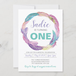 Invitation à l'anniversaire de Boho Feather
