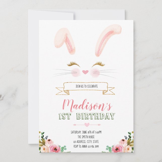 Invitation à l'anniversaire de Bunny face (Devant)