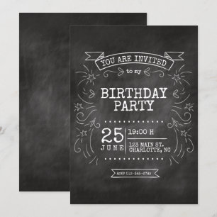 Invitation à l'anniversaire de Chalkboard personna