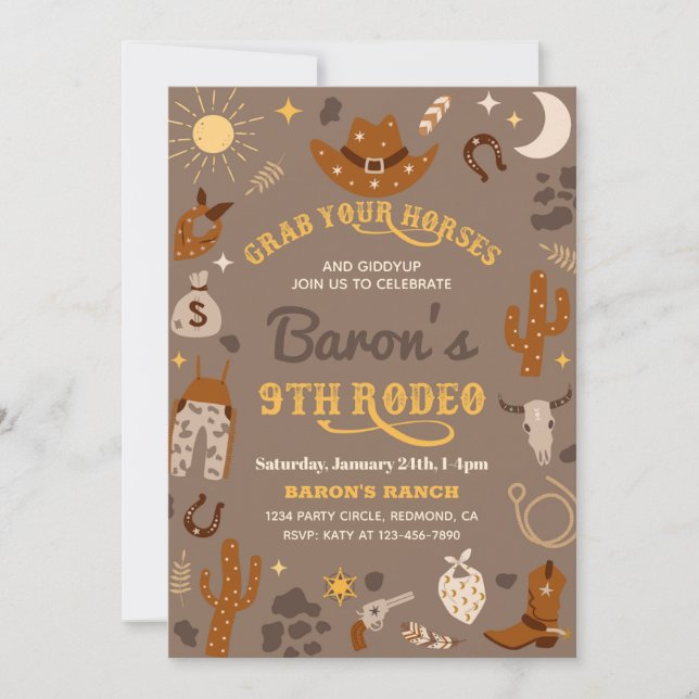 Invitation à l'anniversaire de Cowboy | 9e Invitat (Devant)