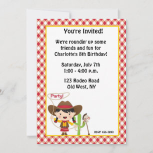 Invitation à l'anniversaire de Cowgirl