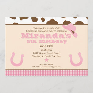 Invitation à l'anniversaire de Cowgirl