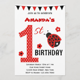 Invitation à l'anniversaire de Cute Ladybug