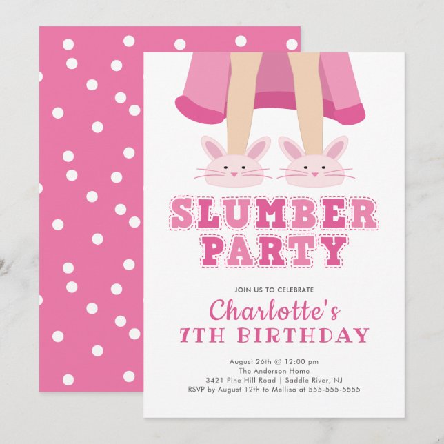 Invitation à l'anniversaire de Cute Stwood Pajama (Devant / Derrière)