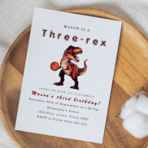 Invitation à l'anniversaire de dinosaures à trois