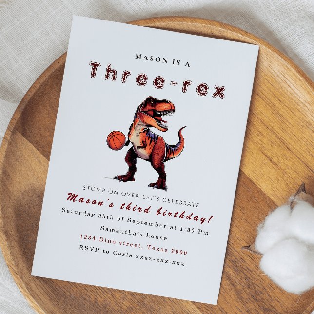 Invitation à l'anniversaire de dinosaures à trois  (Créateur téléchargé)