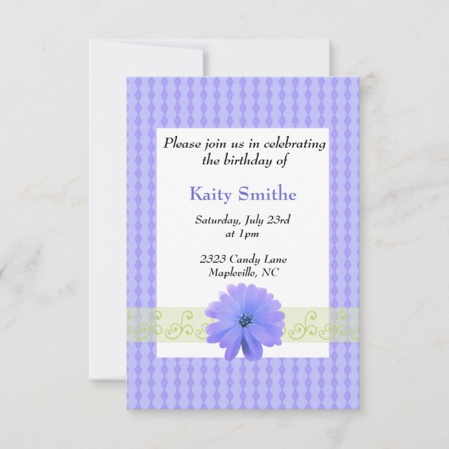 Invitation à l'anniversaire de Floral et Diamant v (Devant)