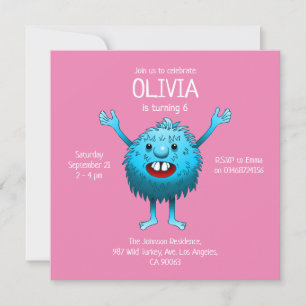 Invitation à l'anniversaire de Fluffy Cute Monster