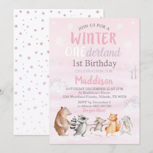 Invitation à l'anniversaire de Girl Winter Woodlan