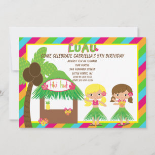 Invitation à l'anniversaire de Hula Girls Tiki Hut