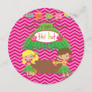 Invitation à l'anniversaire de Hula Girls Tiki Hut