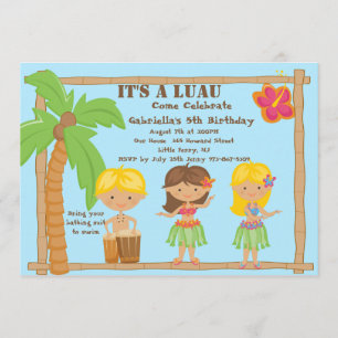 Invitation à l'anniversaire de Hula Kids Luau