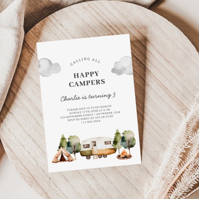 Invitation à l'anniversaire de Joyeux Campers (Créateur téléchargé)