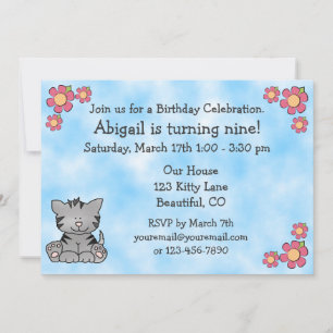 Invitation à l'anniversaire de Kitty Cat