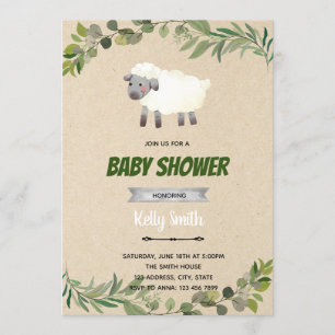 Invitation à l'anniversaire de la douche d'agneau