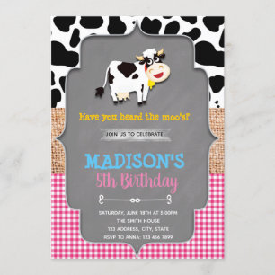 Invitation à l'anniversaire de la ferme de vache