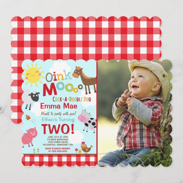 Invitation à l'anniversaire de la ferme Old MacDon (Devant / Derrière)