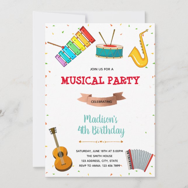 Invitation à l'anniversaire de la fête de musique (Devant)